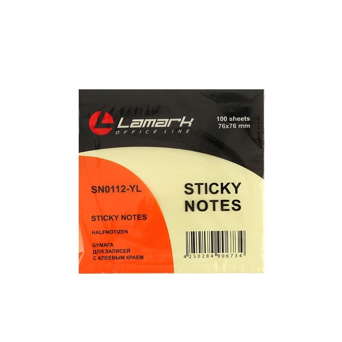 Стикеры 100 листов 76 х 76 мм пастельные желтые Lamark "Sticky Notes" 1188194 - фото 415416