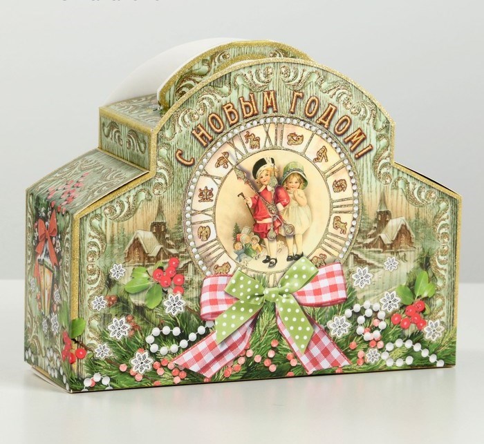 Коробка картонная "Часы ретро", 24 х 8,5 х 18,5 см 4432319 - фото 416057