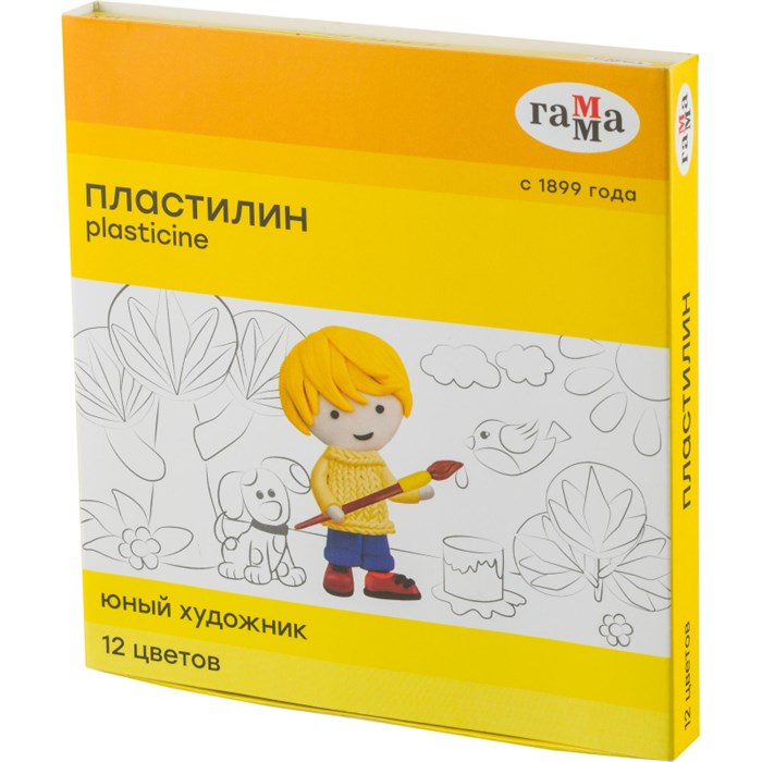 Пластилин 6 цветов 84 г, Гамма "Юный художник", со стеком, картонная упаковка 1071367 - фото 418271
