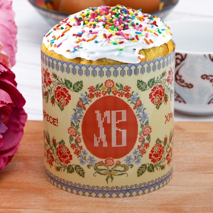 Пасхальный ободок для кулича «Вышивка», 32.2 × 9 см 2663669 - фото 418519