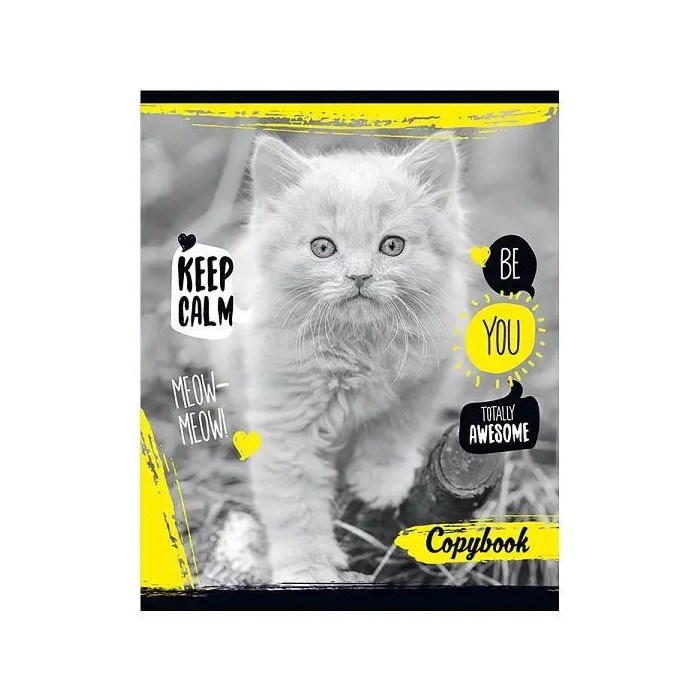 Тетрадь А5 40 л линия BG "Fluffy. Белый котёнок" обложка картон, скоба, блок 60 г/м², белизна блока 90-92% Т5ск40 7685 белый