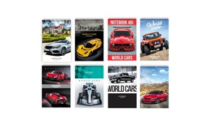 Блокнот А7 гребень 40 листов клетка "World cars" Б7гр40 7477