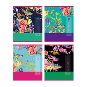 Тетрадь общая 80 листов клетка А5 скоба  "Floral Print", выборочный лак, BG Т5ск80_вл 6151
