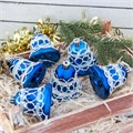 Новогоднее украшение пластиковое "Колокольчик с узором" 6 х 5.5 см, цвет синий 3575993 - фото 407597