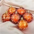 Новогодний шар "Каприз - узор. Матовый" d = 5.5 см, пластик, цвет оранжевый с белым 3259915-матовый - фото 407829