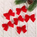 Новогодние украшения текстильные "Бантик" набор 12 шт, 5.5 х 5.5 см, цвет красный 543771