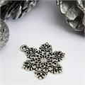 Декор для творчества металл "Снежинка ажурная" серебро 2,2 х 1,7 см 4290361